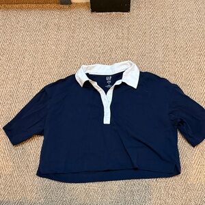 GAP Women’s Navy Polo Top with White Collar